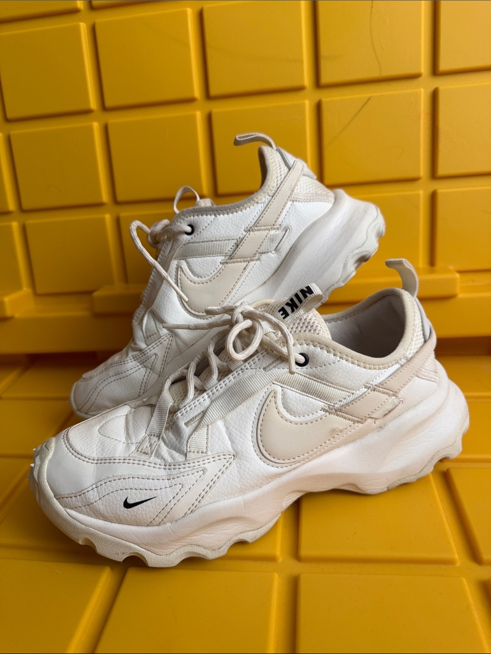 Nike White and Cream Trail-Style Sneakers
